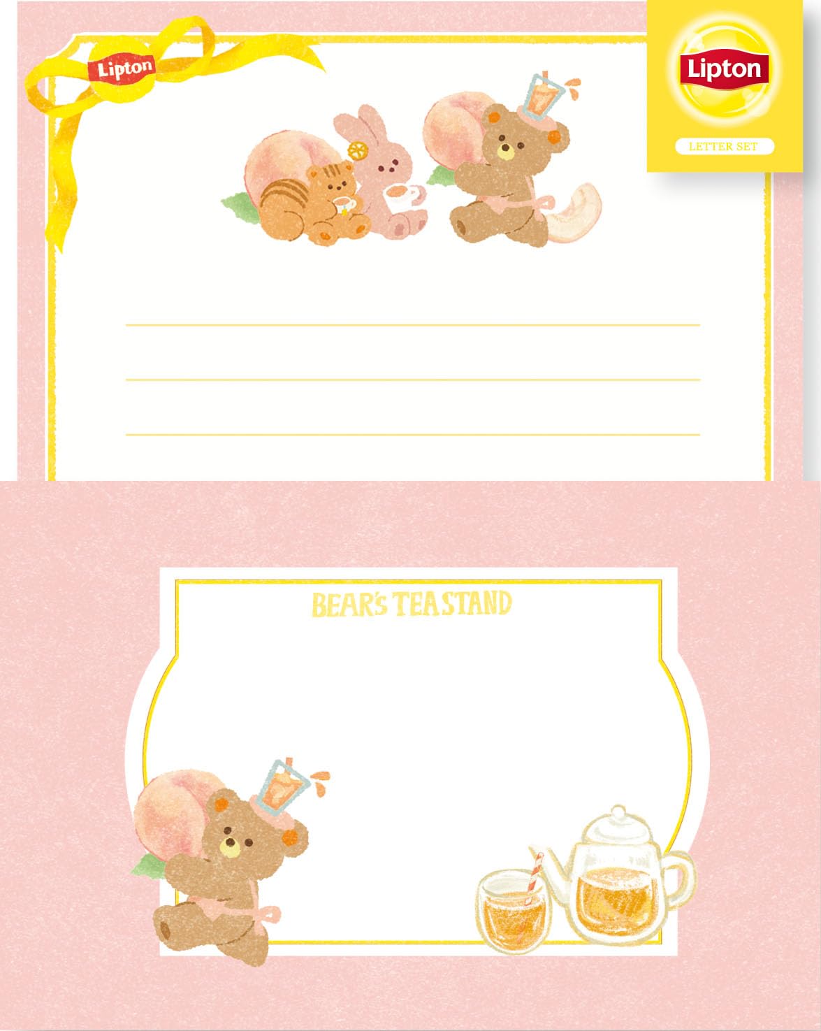 Furukawa Shiko LLL477 Letter Set, Foil Stamping Letter Set, BEAR's TEA STAND Lipton Peach Tea