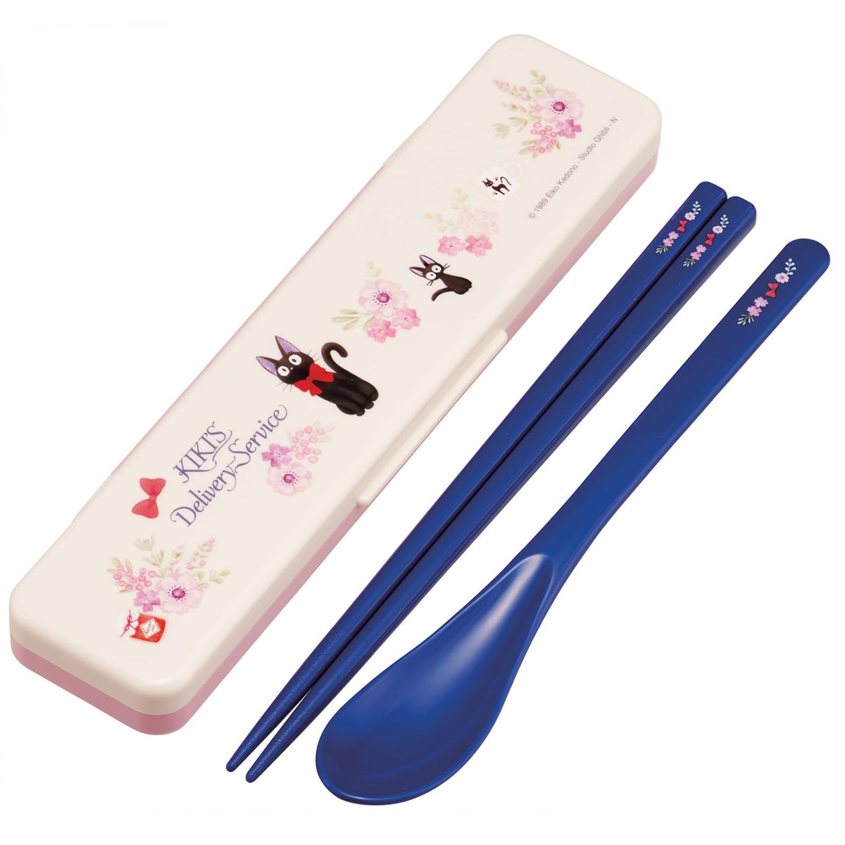 Kiki's Delivery Service Chopsticks and Spoon Set with Case (French Version) - Studio Ghibli Utensil Set for Travel, Bento, Lunchbox - Dishwasher Safe