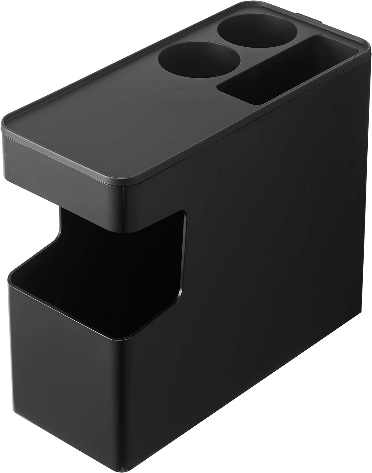 Yamazaki 6136 Car Console Trash Can, Black, Approx. W 15.0 x D 6.7 x H 10.0 inches (38 x 17 x 25.5 cm) (Lid Slide Opening: Approx. W 20.5 inches (52 cm), Tower Tower Drink Holder, Small Storage