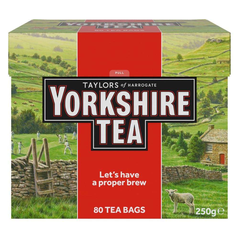 Yorkshire Tea, Red, Black Tea, Pillow Tea Bags, 80 Count (Pack of 5), Refreshing, Satisfying, and Strong, Classic British Breakfast Blend, Caffeinated, Enjoy Hot or Iced, 80 Teabags