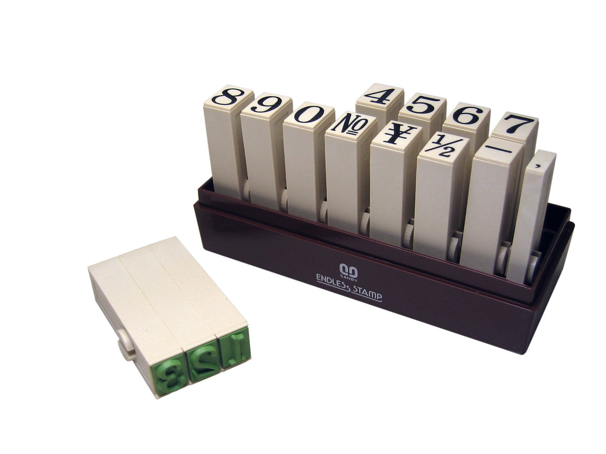 Sanby EN-S0 Endless Stamp Joint Type Number Set Mincho Tai 15 Pieces