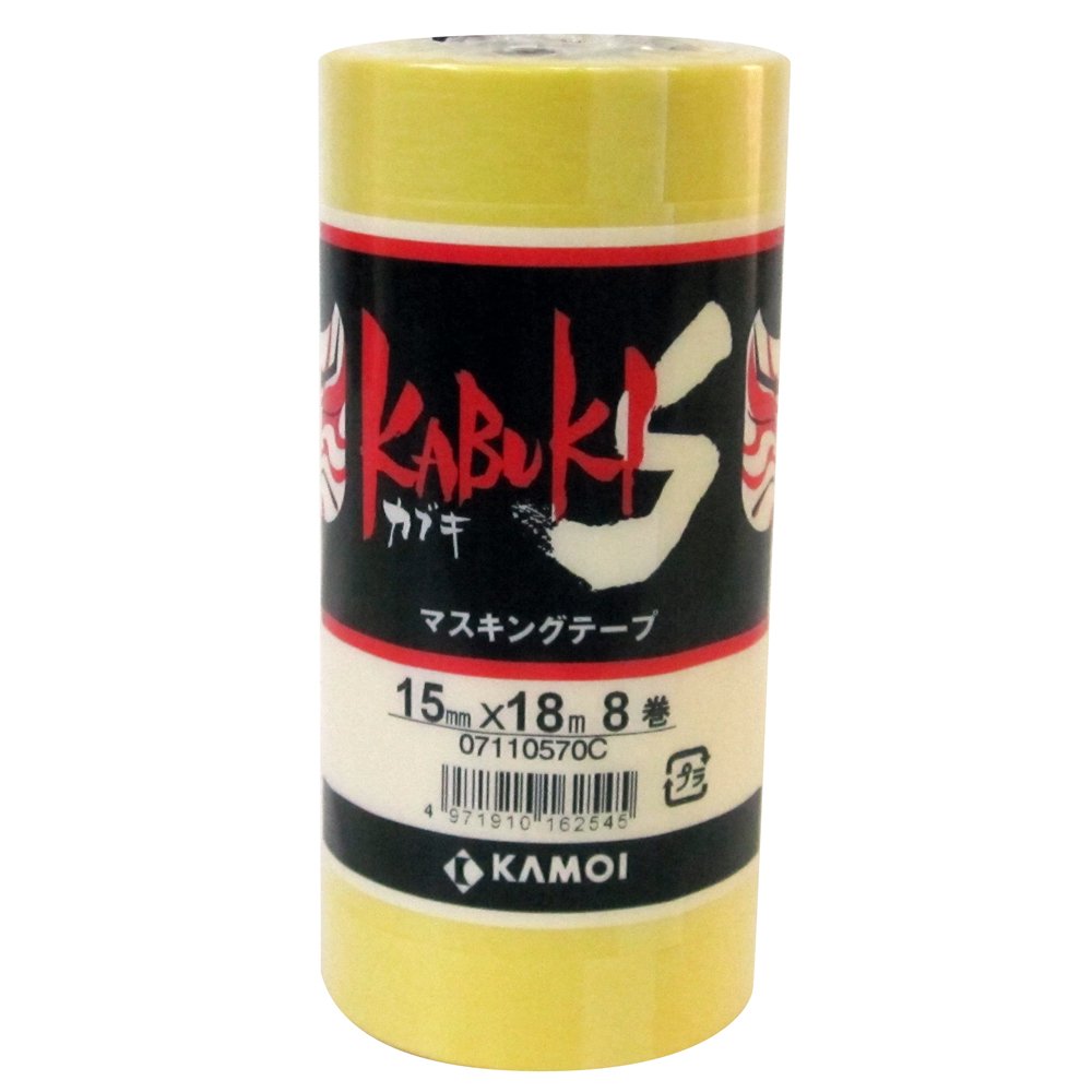 KAMOI Masking Tape Kabuki-S" (15mmx18M) 8 Rolls (Japan Import)