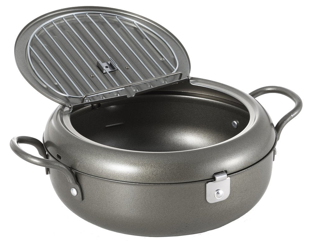 Yoshikawa SJ2135 Deep Frying Pot, Tempura Pot, 8.7 inches (22 cm), Gas Fire, Induction Compatible, With Lid, Made in Japan