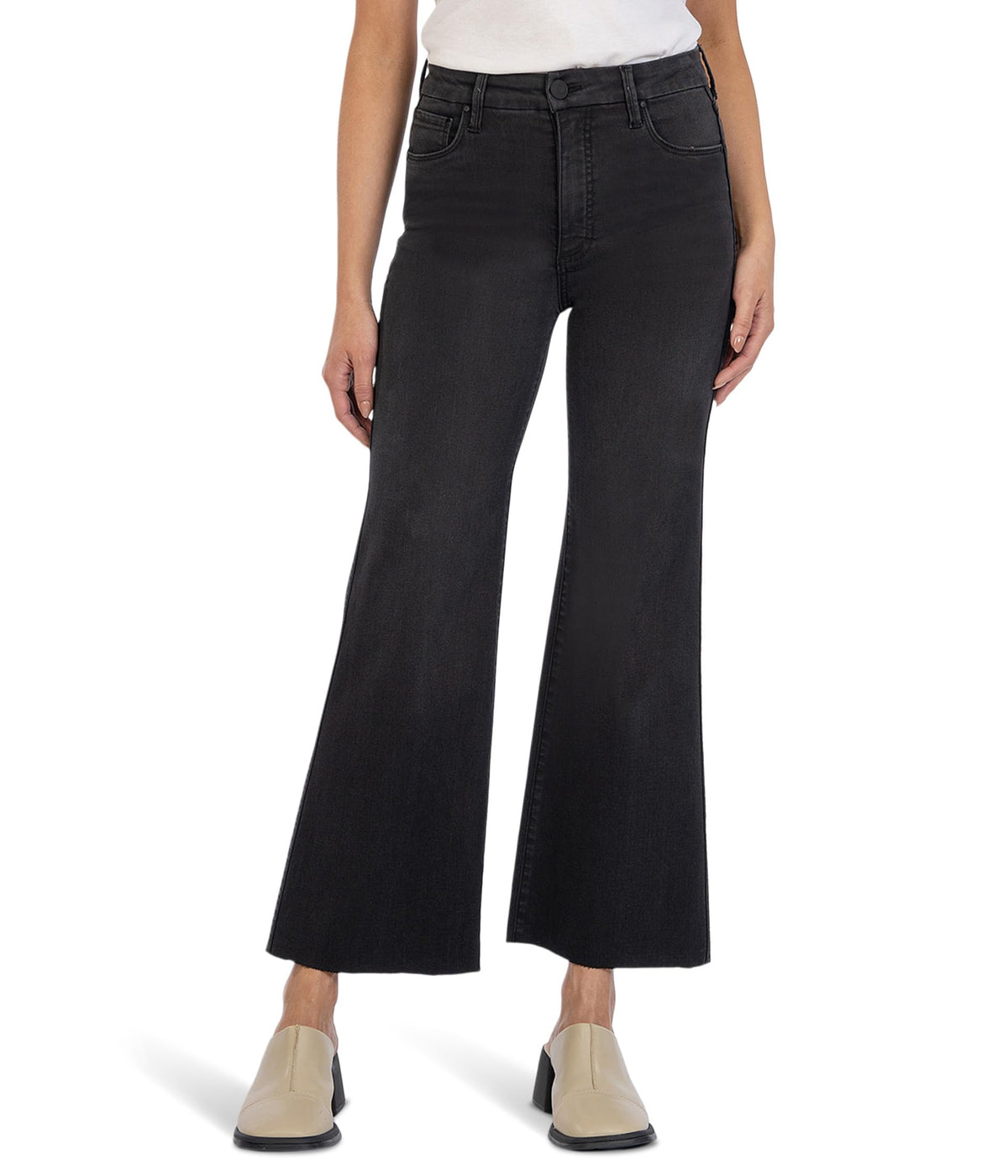 KUT from the Kloth Women's Meg High-Rise Fab Ab Wide Leg Raw Hem in Experiences, Experiences, 12