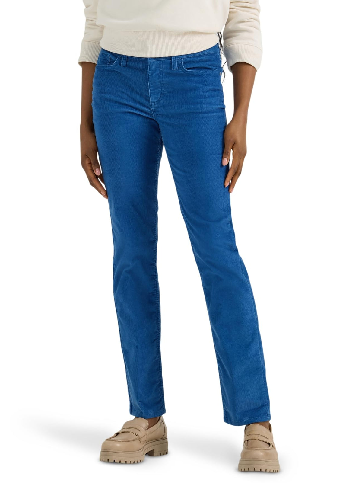 Lee Women's Legendary Rise Straight Leg Jean Mid-Century Blue Cord 10 Short