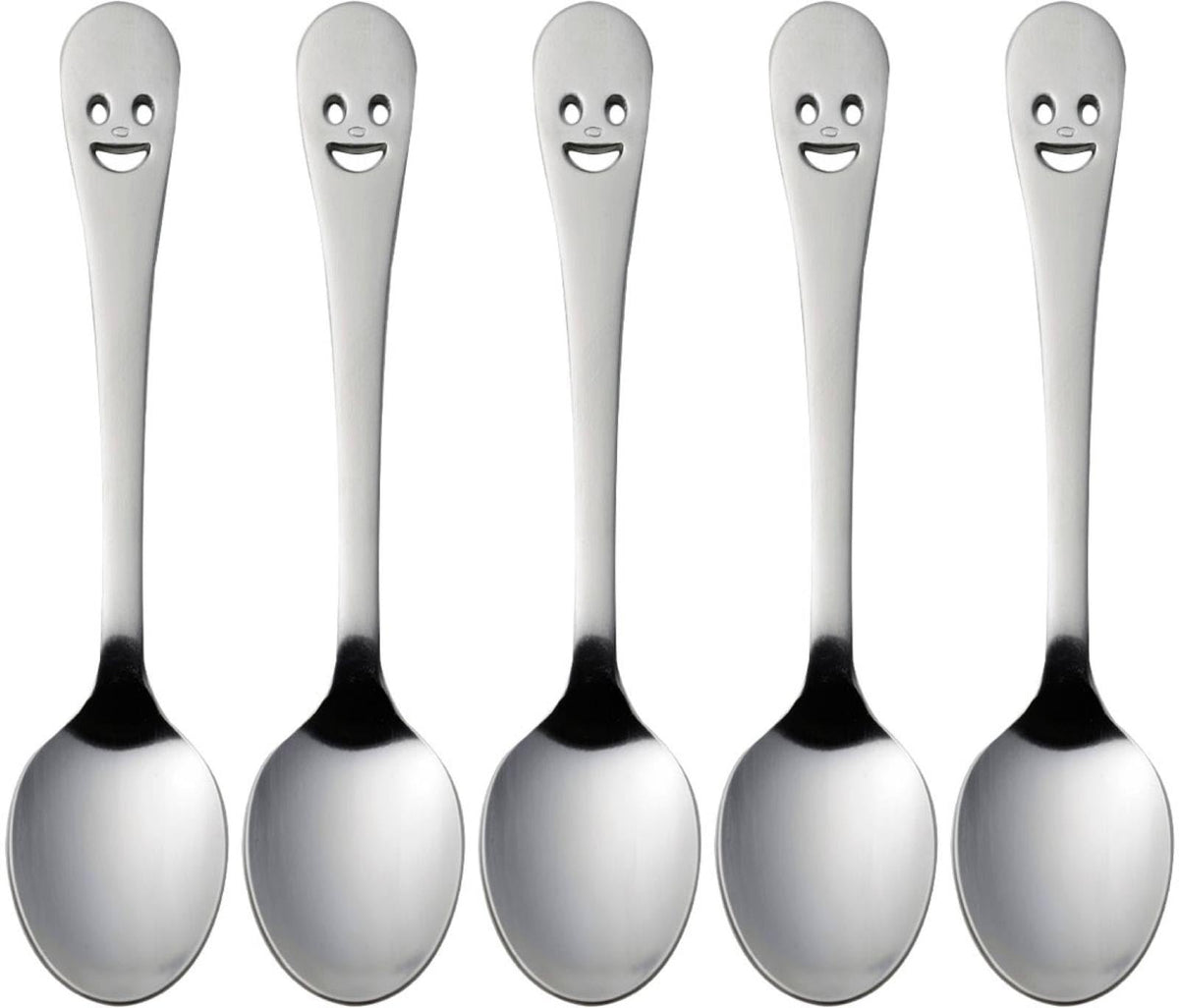 下村企販 Shimomura Kihan 30966 Niko Stainless Steel Teaspoon, Set of 5, Made in Japan