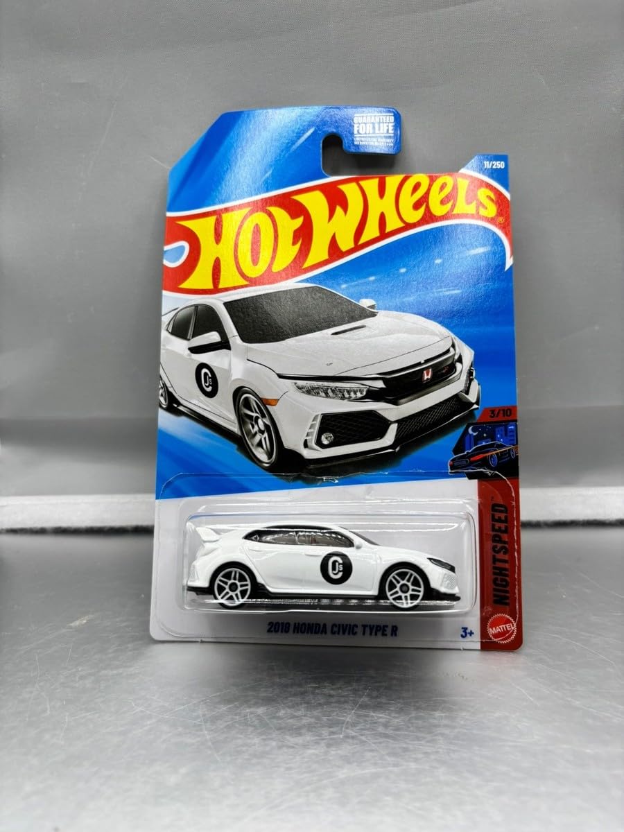 Hot Wheels JMX20 Basic Car 2018 Honda Civic Type R Ride On Toy Mini Car Ages 3 and Up, White