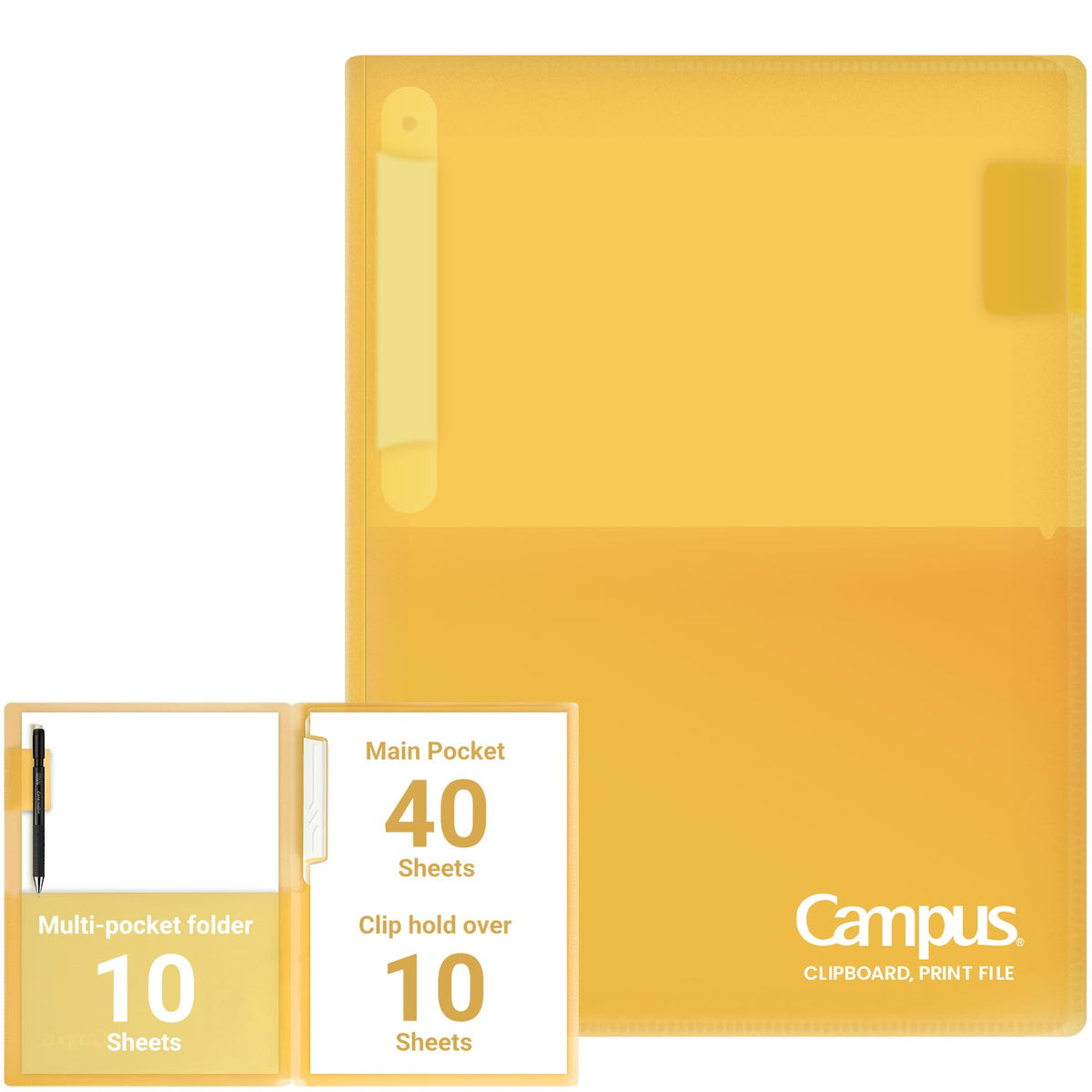 Kokuyo Portfolio Folder with Pockets Folder for Paper Organization,Heavy Duty Pocket Fits US Letter & A4,Flip & Write Surface,Dual-Purpose Clip & Pocket Design(FU-CEH755Y)