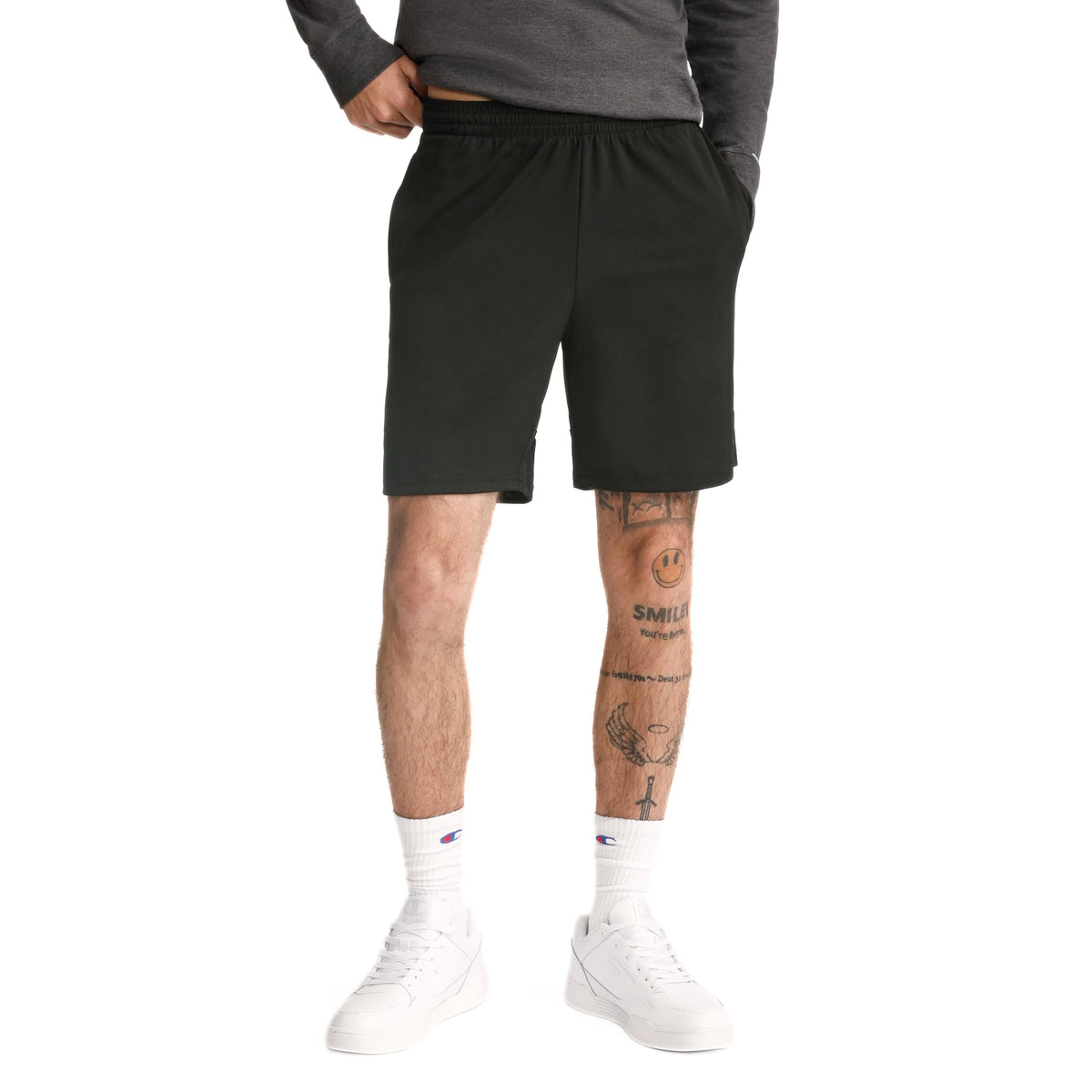 Champion Men's Sport Shorts, Standard Fit, 7 Inch Inseam, Lightweight Fabric, Moisture-Wicking, Available in Regular and Big & Tall, Black, Large