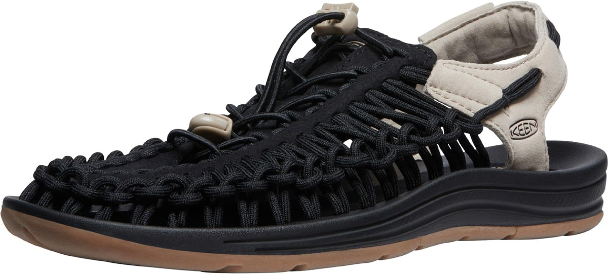KEEN Men's UNEEK Classic Two Cord Sandals, Black/Plaza Taupe, 7 Medium US