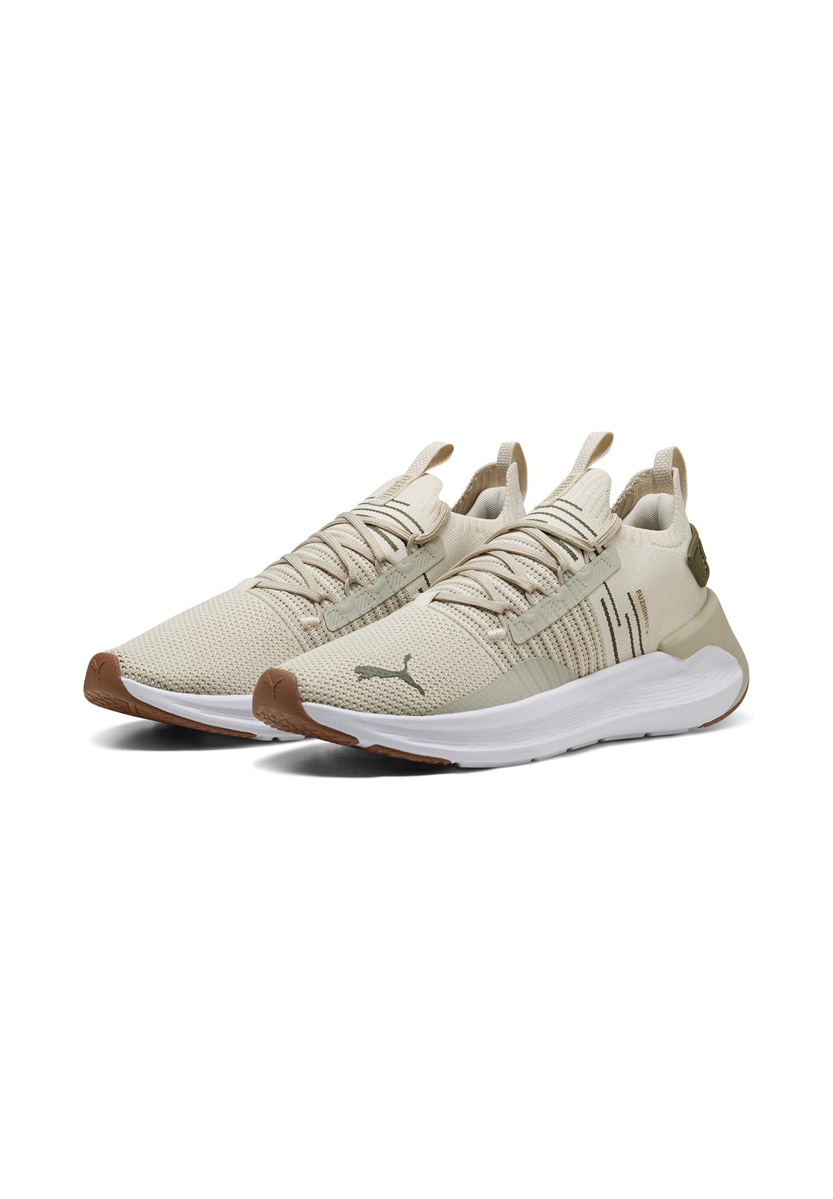 Puma SOFTRIDE Symmetry Fusion Running Shoes, 25 Spring Summer Color Desert Dust/Alpine Snow/Puma Olive (01), 23.0 cm