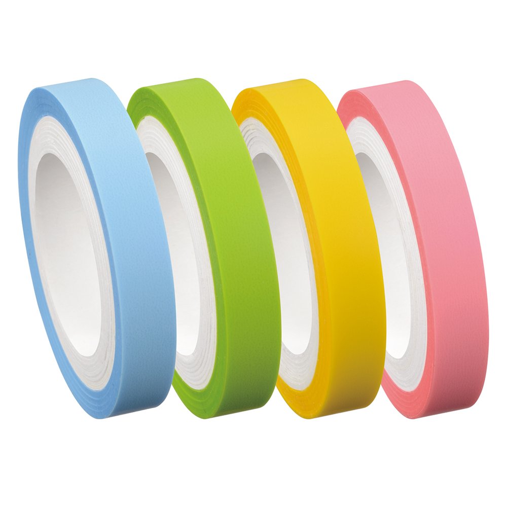 YAMATO Memoc Roll Tape, Self-Stick Memo Translucent Film Tape, Refill, 7mm x 10m, 4-Color Set, Blue, Green, Yellow & Pink, 1 ea. (RF-7H-6AN)
