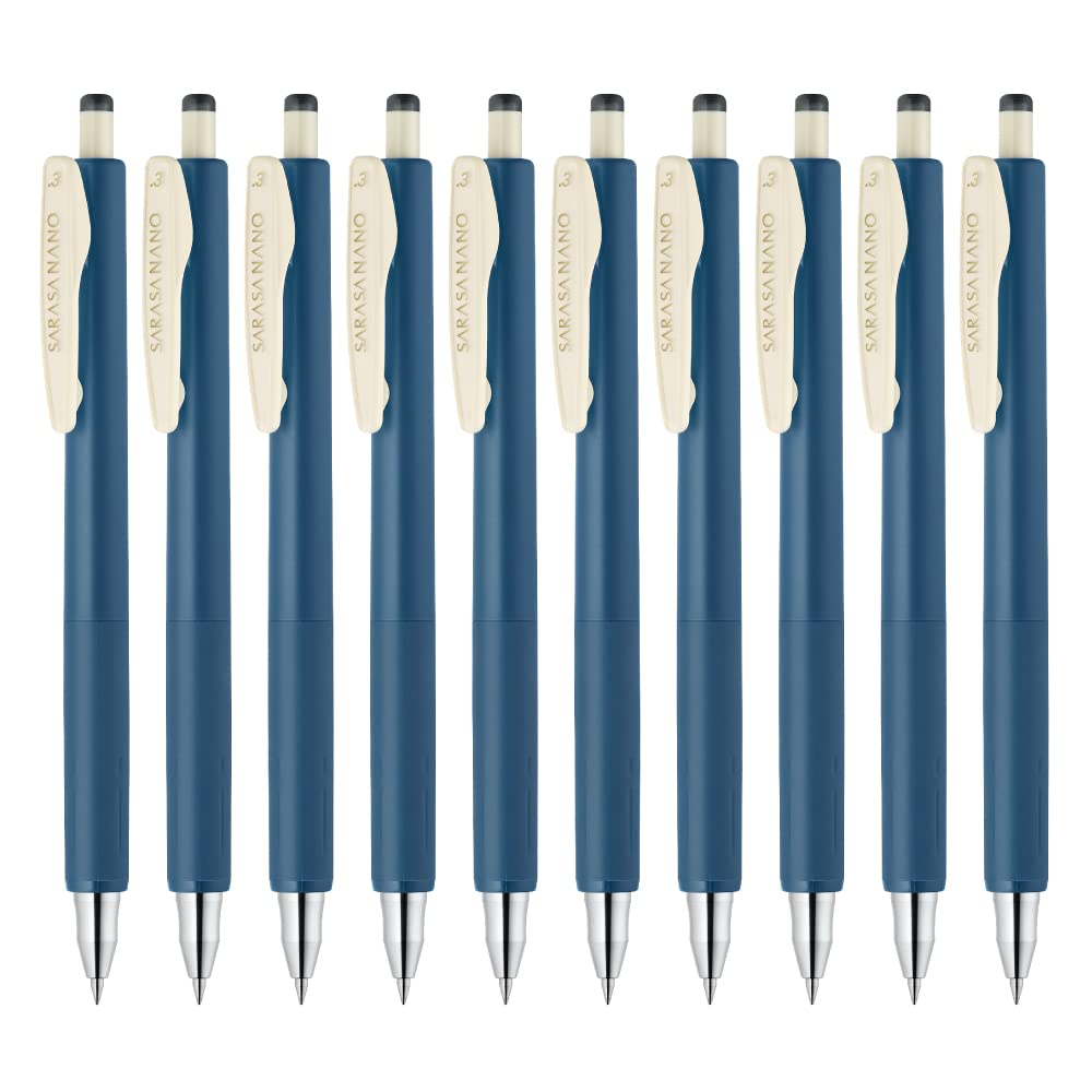 Zebra Sarasa Nano B-JJH72-VBGR Gel Ballpoint Pen, 0.3mm, Blue-Gray, 10 Pieces