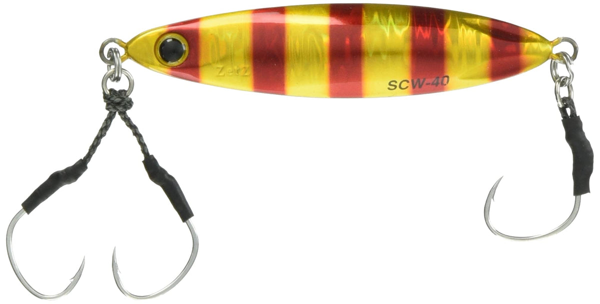 Palms MG-556 SCW-40 Metal Jig, Slow Brat Cast, Wide, 3.0 inches (76 mm), 1.4 oz (40 g), Zebra Red Gold