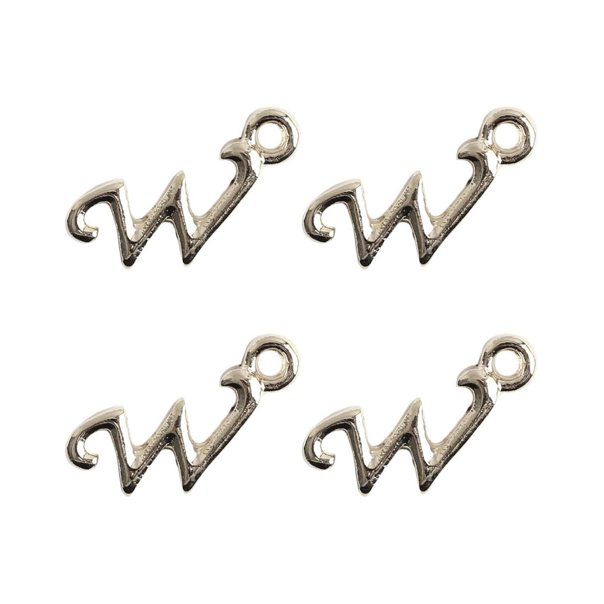 Nippon Chuko KE743 NBK Initial Charm W Silver W13 x H9mm Pack of 5