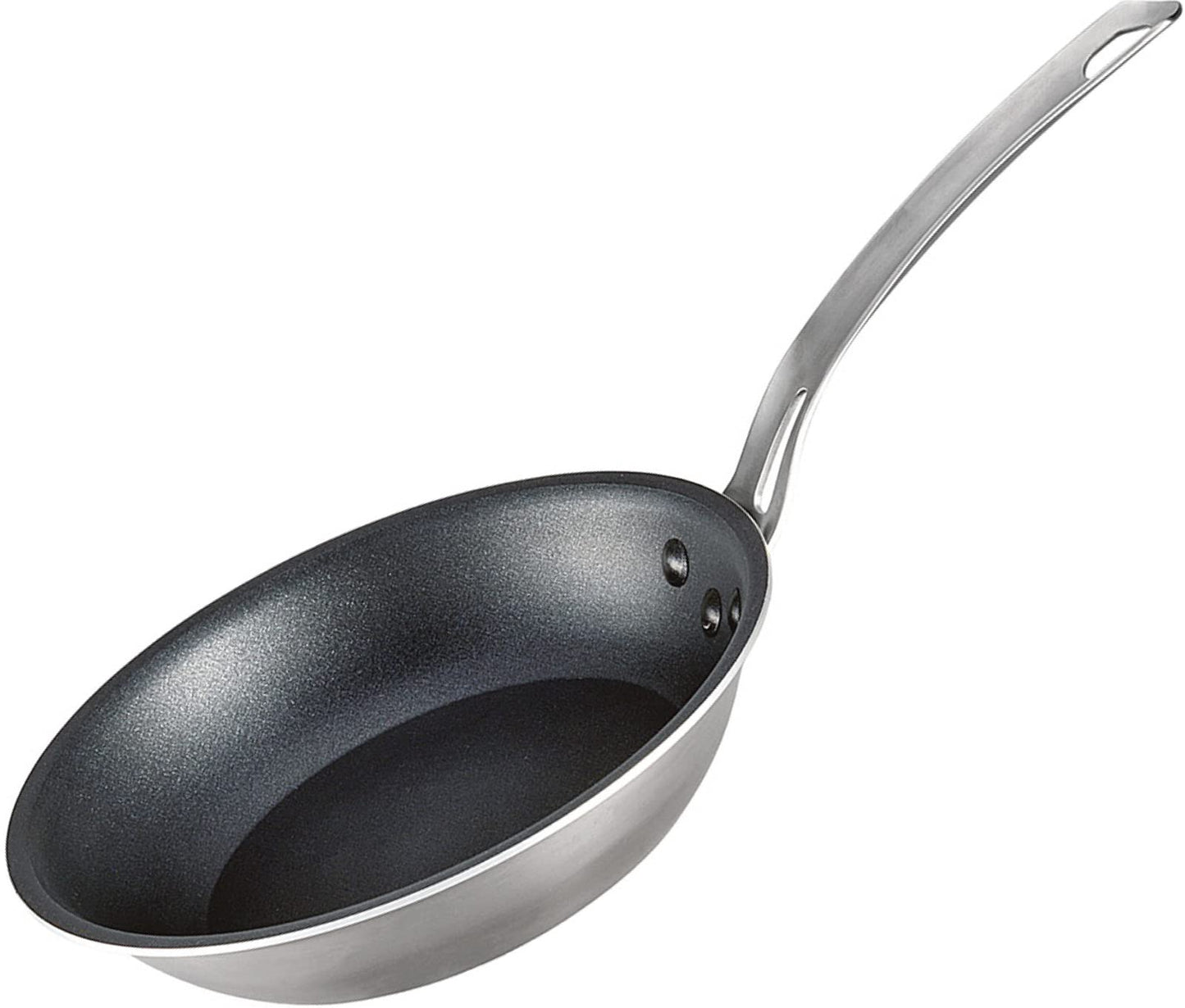 Hokuriku Aluminum Meister 2-Layer Clad Induction Compatible Frying Pan, 9.4 inches (24 cm), Made in Japan, Silver