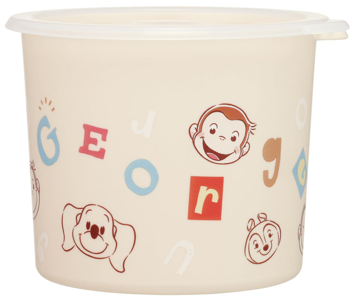 Skater SOT8-A One-Touch Sealing Container, M, 27.6 fl oz (800 ml), Sealed Container, Storage Container, Curious George, Alphabet