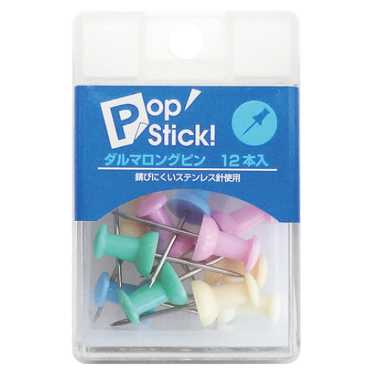 Ehime Shikko AX Corporation PopStick Dharma Long Pin, Pastel Assortment, Pack of 2, A-DL-PA x 2P