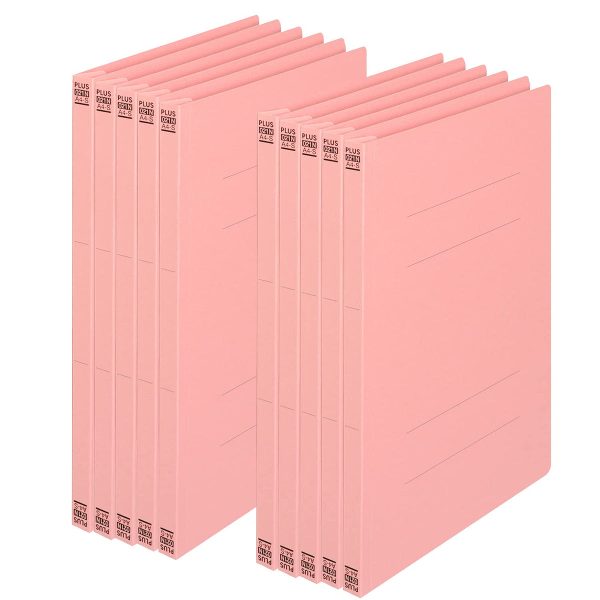 Plus 78-238 No.021N-10P Flat File, A4, Vertical, Resin Binder, 10 Pieces, Pink