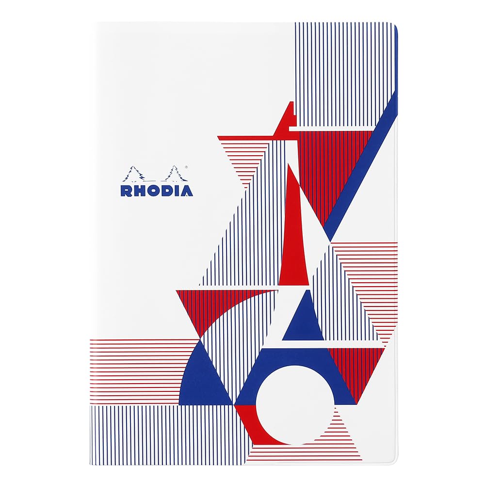 Rhodia Cover Serigraphy by Papier Tigle Paris/White (Staple Notebook, A5, 0.2 inch (5 mm) Square Rule, Orange Included, RHODIA cfcvptA5wh
