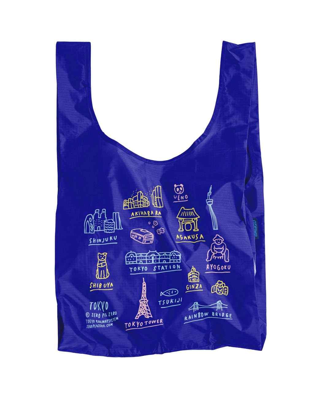BAGGU Standard Eco Bag, Pattern, 100% Recycled, Tokyo MAP Cobalt, One Size