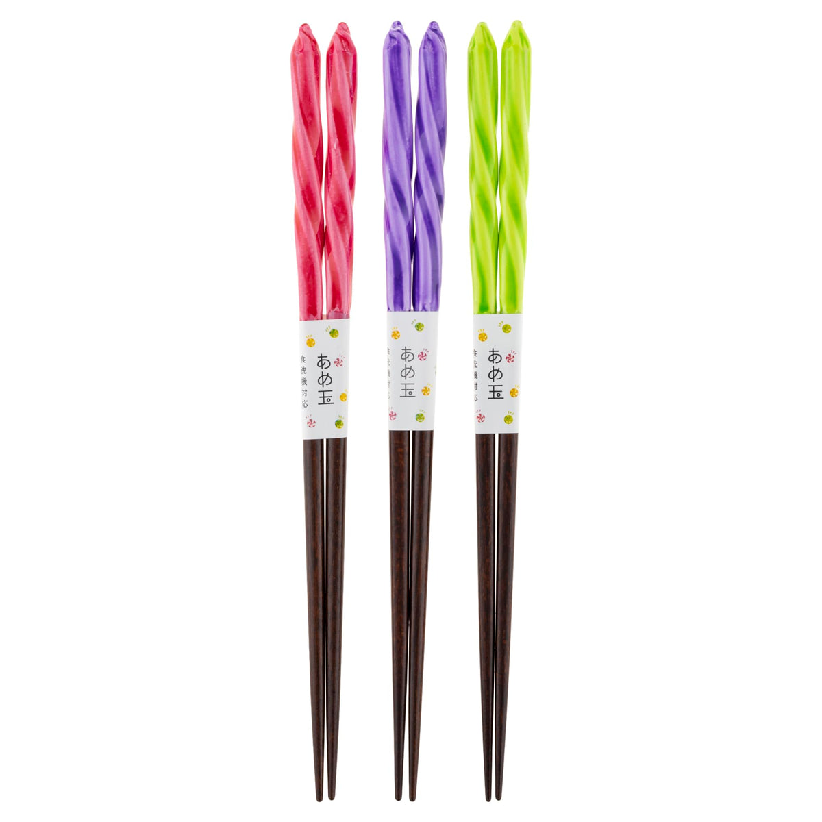 Aoba Chopsticks, Sweet Ball Screw Grip, Household Dishwasher Safe, Natural Wood, Polyester Urethane Paint, Red/Purple/Yellow-Green, Length 9.1 x Width 0.7 x Depth 0.3 inches (230 x 18 x 8 mm), Set of