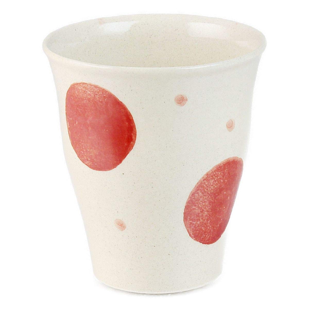 CtoC ARITA 902768 Teacup, Multi, φ3.2 x 3.6 inches (8.2 x 9.2 cm), 8.5 fl oz (240 cc), New Yunomi (Red), Natural Dots, Made in Japan, Arita Ware