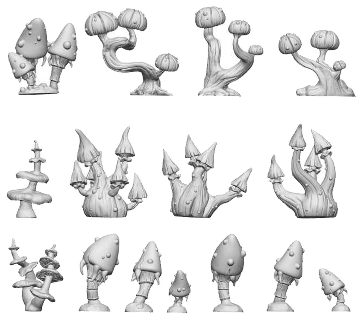 3D printed set - Fantasy Mushrooms 1:48