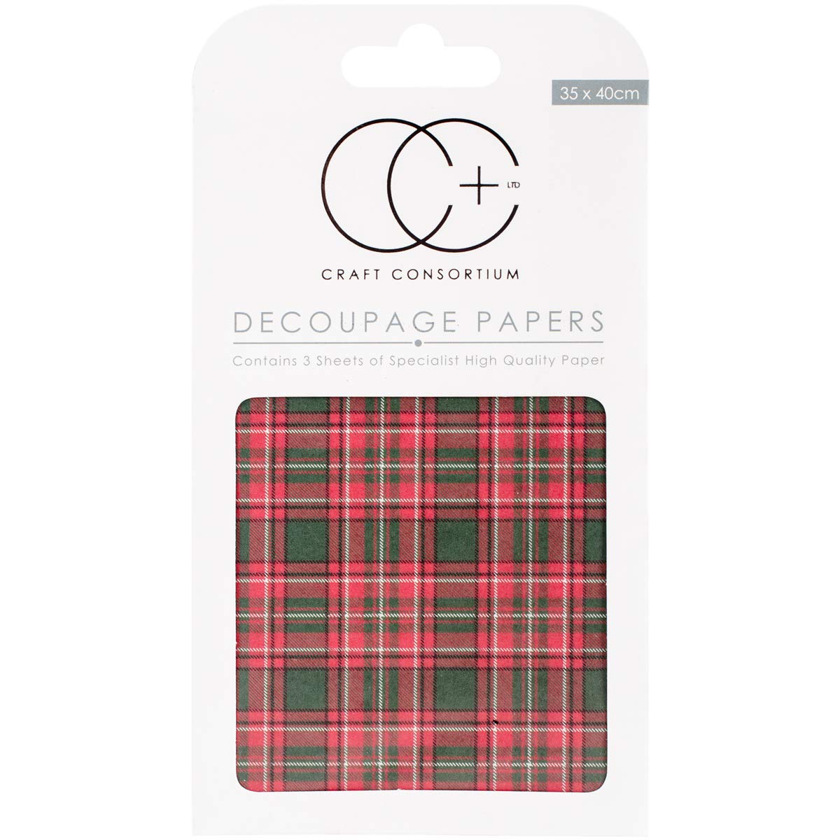 Craft Consortium "Tartan 2" Decoupage Papers (3/Pack), 13.75" x 15.75"