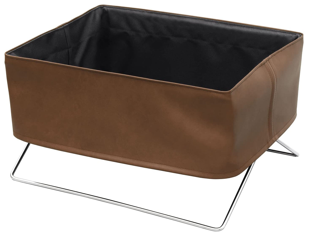 Saki R-360 Mini Side Wagon, Synthetic Leather, Black, Approx. Width 14.6 x Depth 12.2 x Height 9.1 inches (37 x 31 x 23 cm)