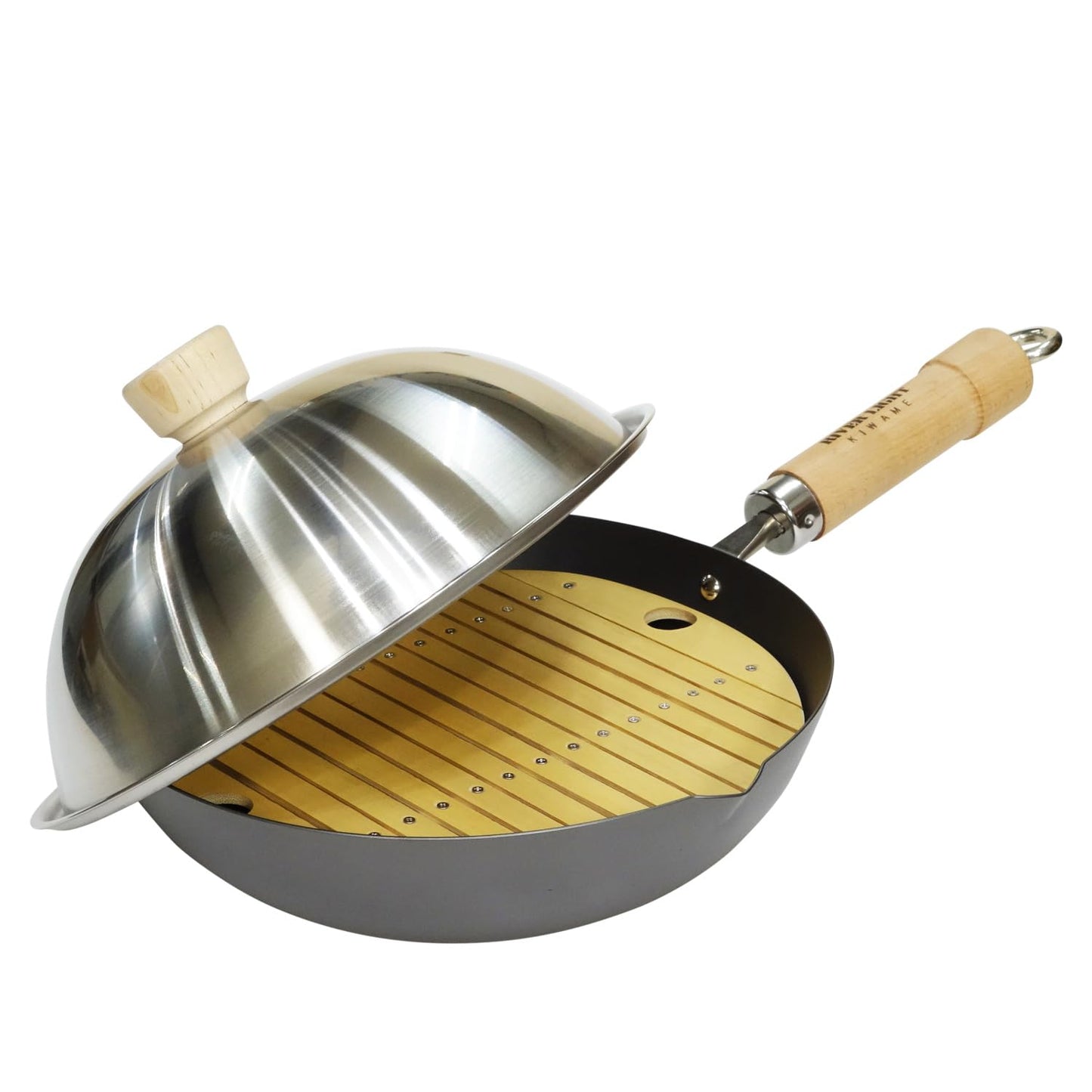 Riverlight Kyoku JAPAN J1426D Iron Steaming Pot Set, 10.2 inches (26 cm), Stainless Steel Dome, Bamboo Steamer, Iron Nitride, IH Compatible, Rust Resistant, Made in Japan