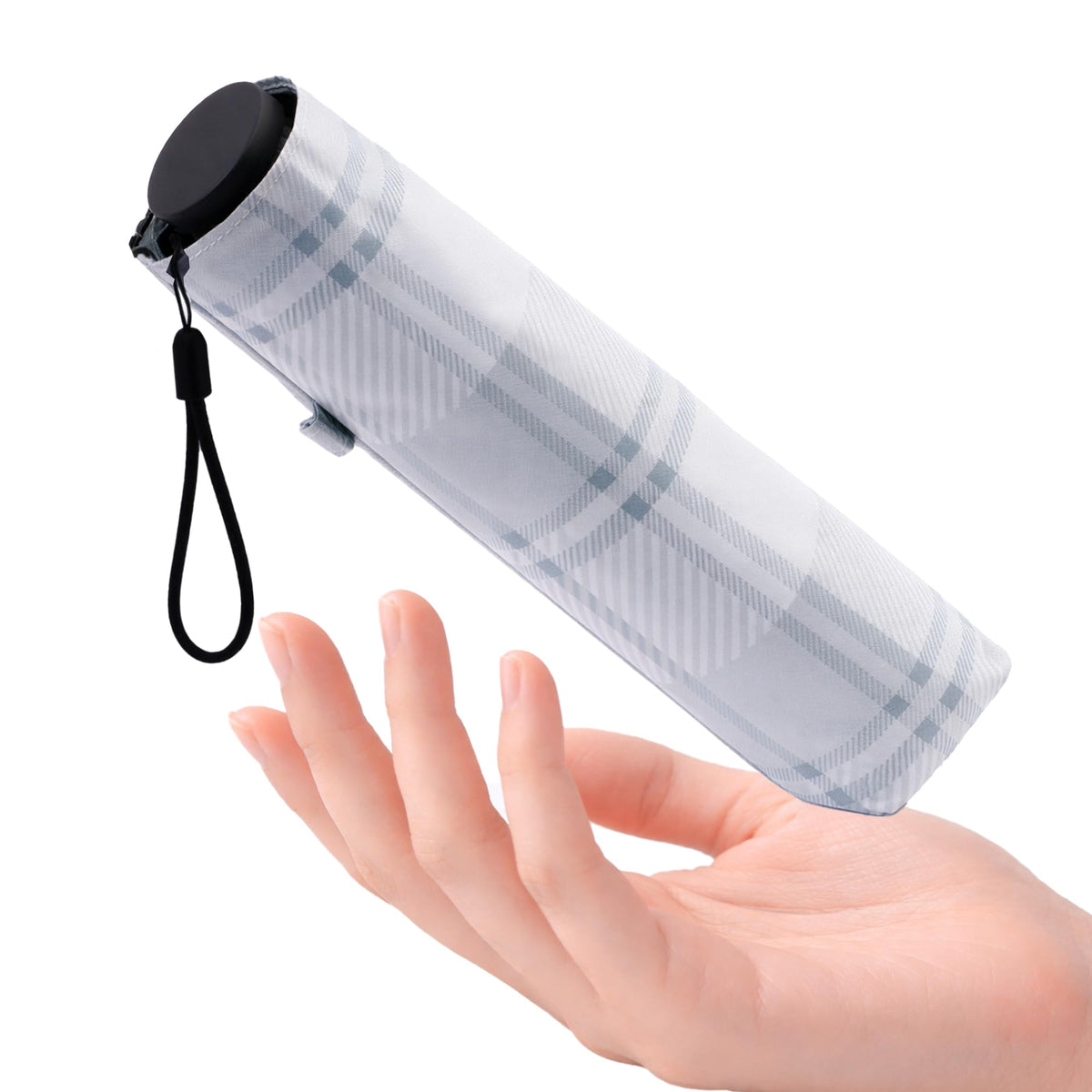 UTK Usagi To Kame Compact Sun Umbrella for Easy Carry, Lightweight Travel Size, Sun & Rain Ready (Plaid, 39.4 in)
