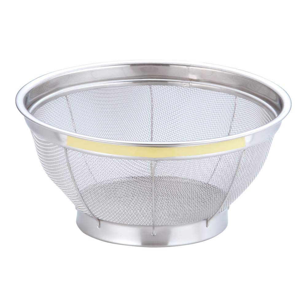 Endo Shoji TKG AZL4711 Commercial Use, Mammoth Color, Shallow Colander, 8.9 inches (22.5 cm), Yellow, Stainless Steel, Made in Japan