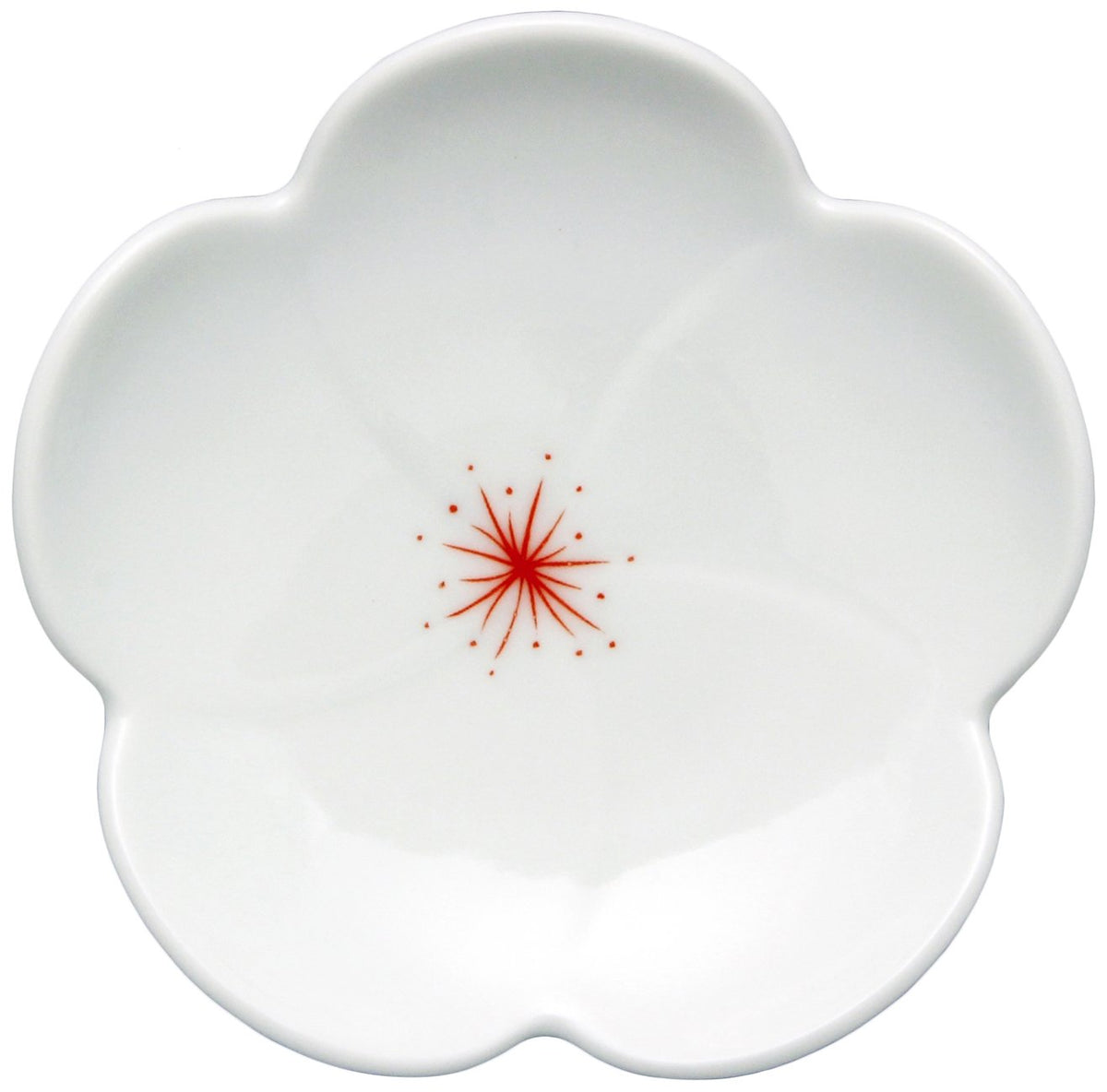 Arita Ware Kouraku Kiln Plum Shape Small Plate Red Flower Thread 96777