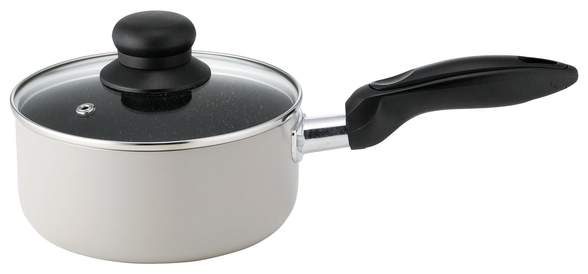 Kaxe MO-11 Marble Single Handle Pot for Gas Stoves, 6.3 inches (16 cm), MY ONE My Wan, Lightweight, Glass Lid Included