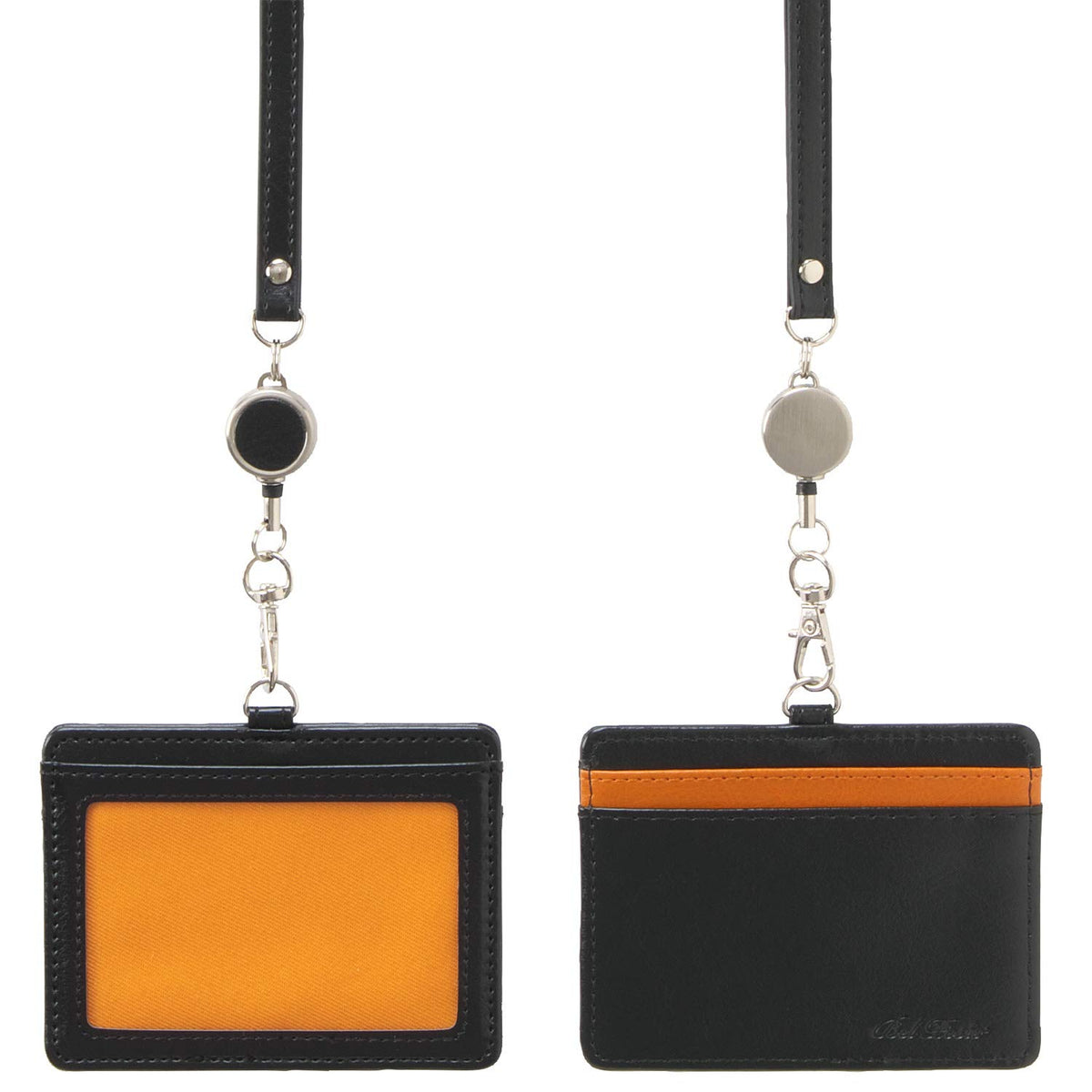 Sekisei BP-5703 Bell Post ID Card Holder with Reel Black Orange