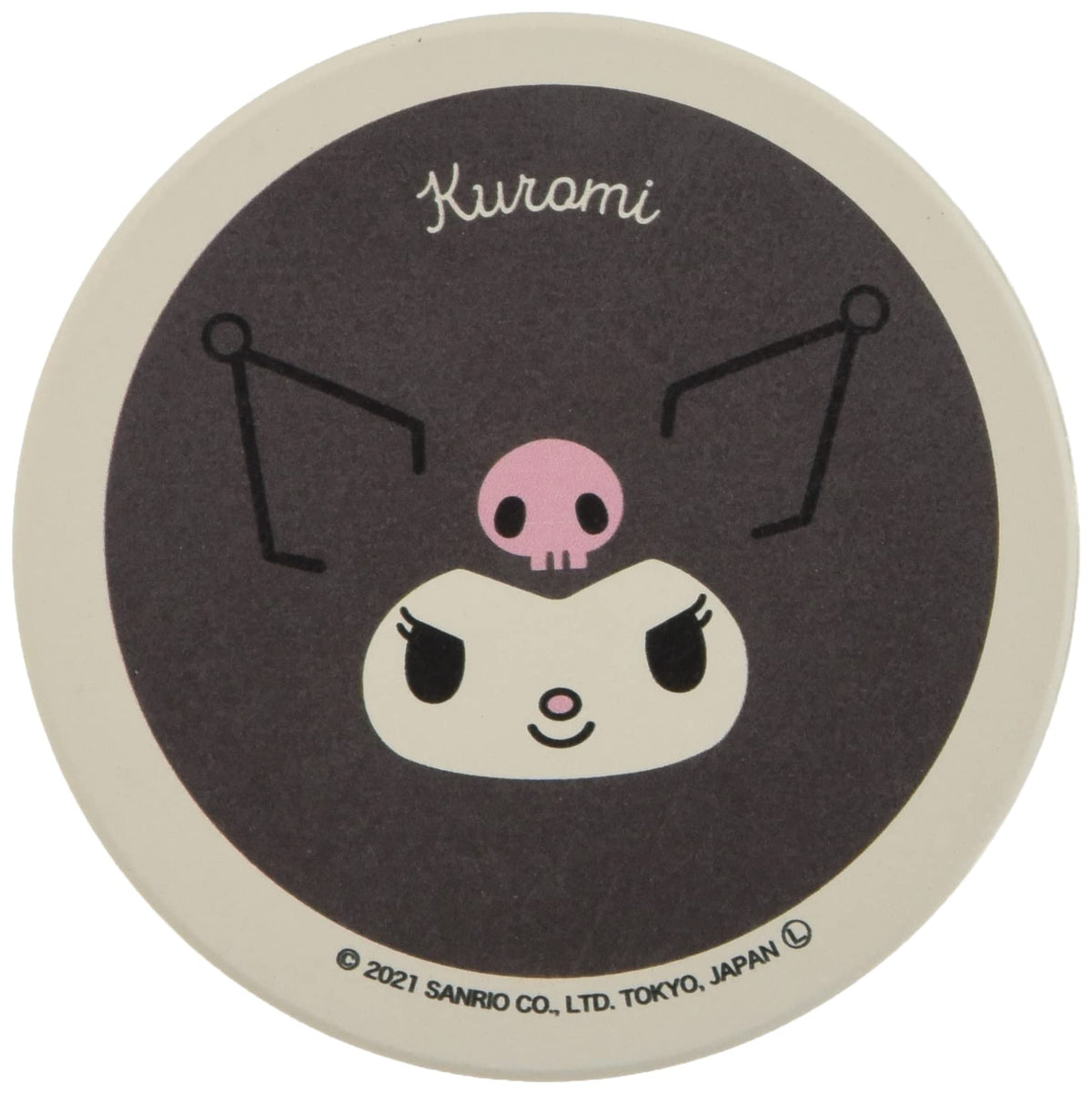 Sanrio 493527 Kuromi Ceramic Water Absorption Coaster Diameter 3.5 inches (9 cm) Face