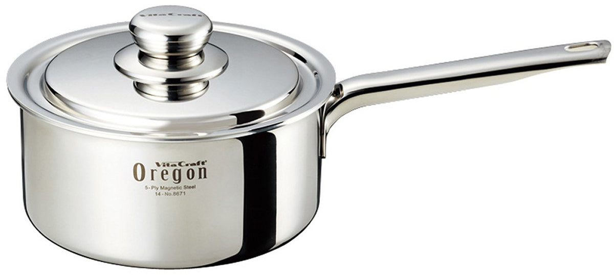 Vitacraft 8671 Single-Handed Pot, Oregon, 7.1 inches (18 cm), Recipe Included, Silver