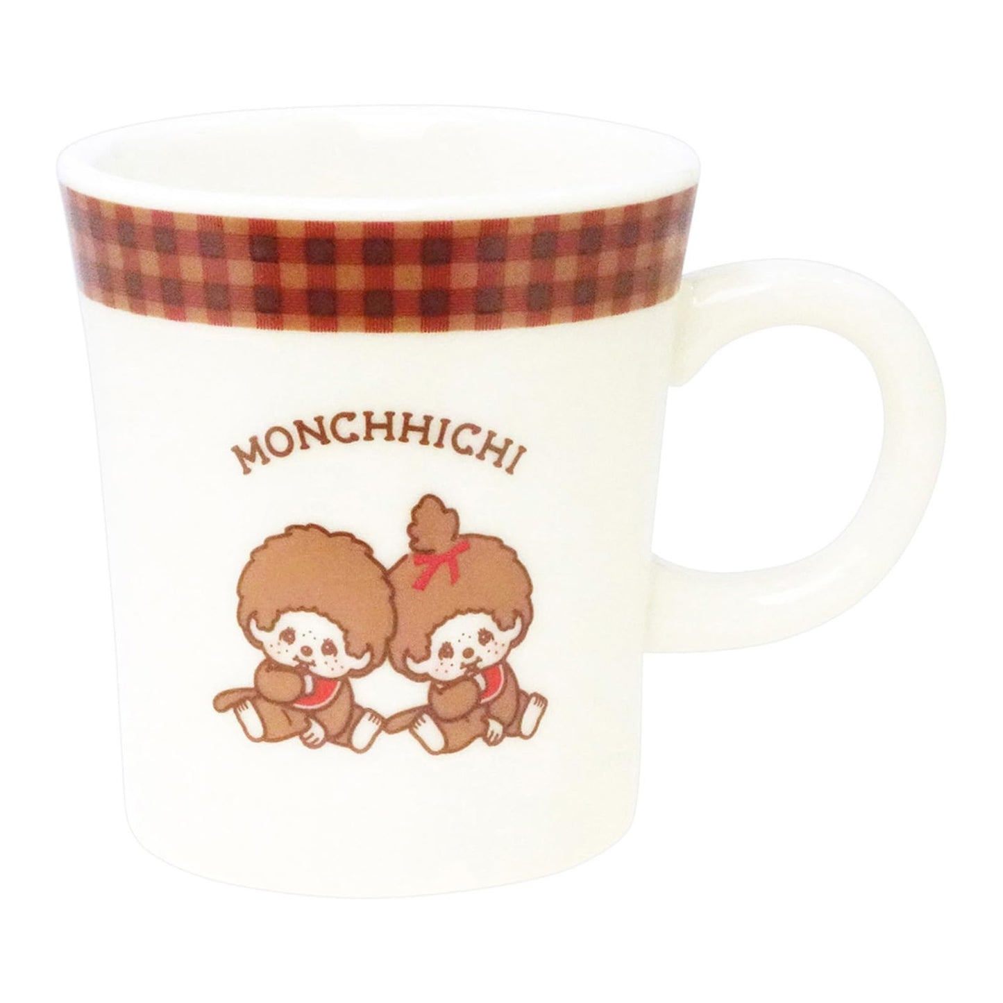 金正陶器(Kaneshotouki) Monchhichi 712101 Mug, Approx. Diameter 3.5 x 3.9 inches (9 x 10 cm), 9.5 fl oz (270 ml), Checkered Dishes, Cup, Goods, Miscellaneous Goods, White, Made in Japan