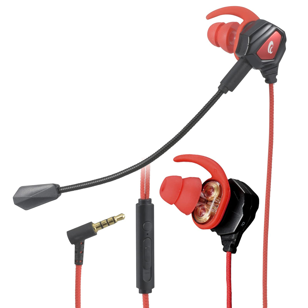 Ohm Electric AudioComm HP-GB200N 03-2426 OHM Gaming Earphones, With Microphone, Gaming Headset, Wired, 0.1 inch (3.5 mm), In-Ear Type
