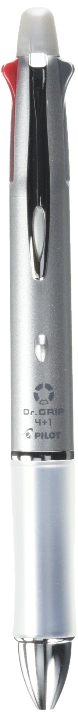 Pilot BKHDF1SF-S Dr. Grip 4+1, 4 Color 0.7 mm Ballpoint Multi Pen & 0.5 mm Pencil - Silver Body