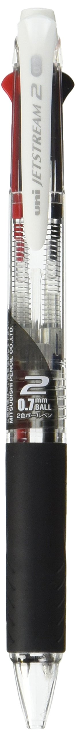 Uni Ballpoint Pen Jetstream 2 Color Black, Red Ink 0.7mm, Transparent (SXE230007.T)