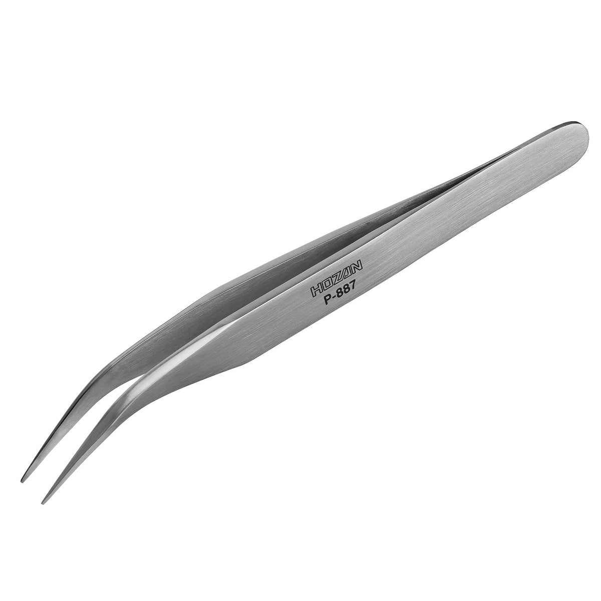 Hozan P-887 Curved Tip Tweezers, Curved Type, Material: Stainless Steel, Total Length: 5.1 inches (130 mm), Weight: 0.9 oz (26 g), Tip Width: 0.02 inches (0.6 mm)