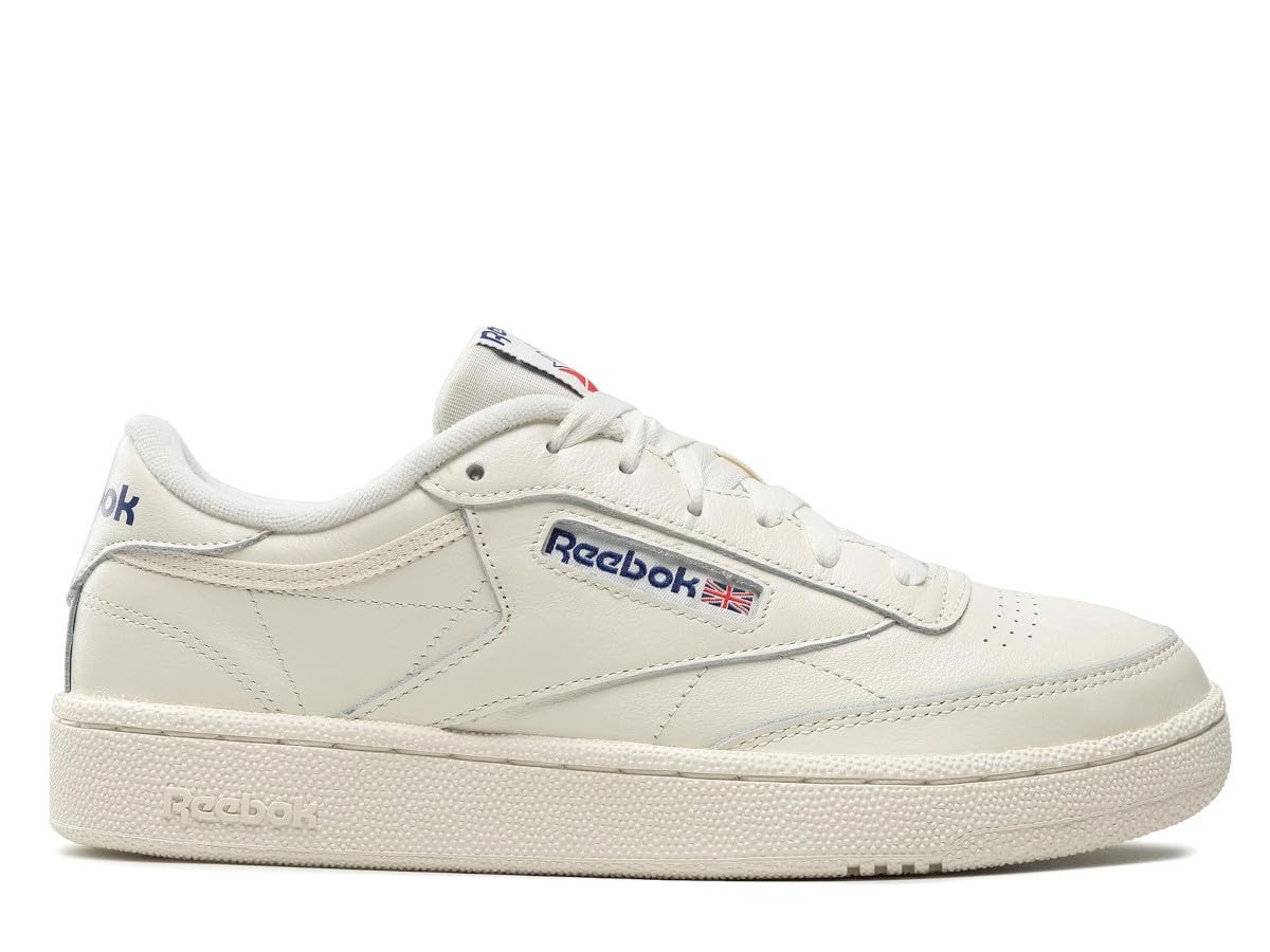 Reebok Men's Club C 85 Sneaker, Chalk Chalk Classic Cobalt, 3.5 US