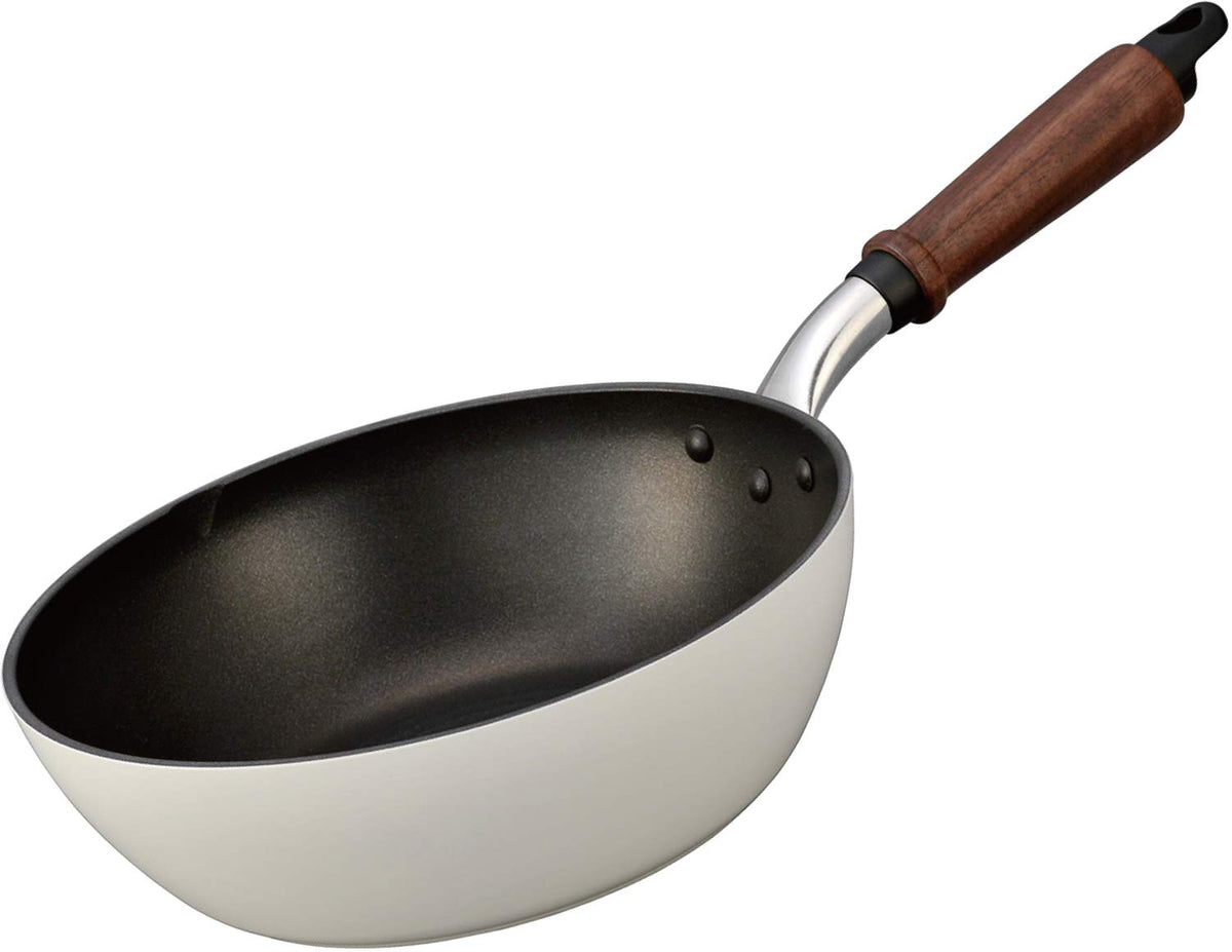Hokuriku Aluminum Deep Frying Pan, 9.4 inches (24 cm), Induction Compatible, Lightweight, Plain, Teflon Treatment, Made in Japan