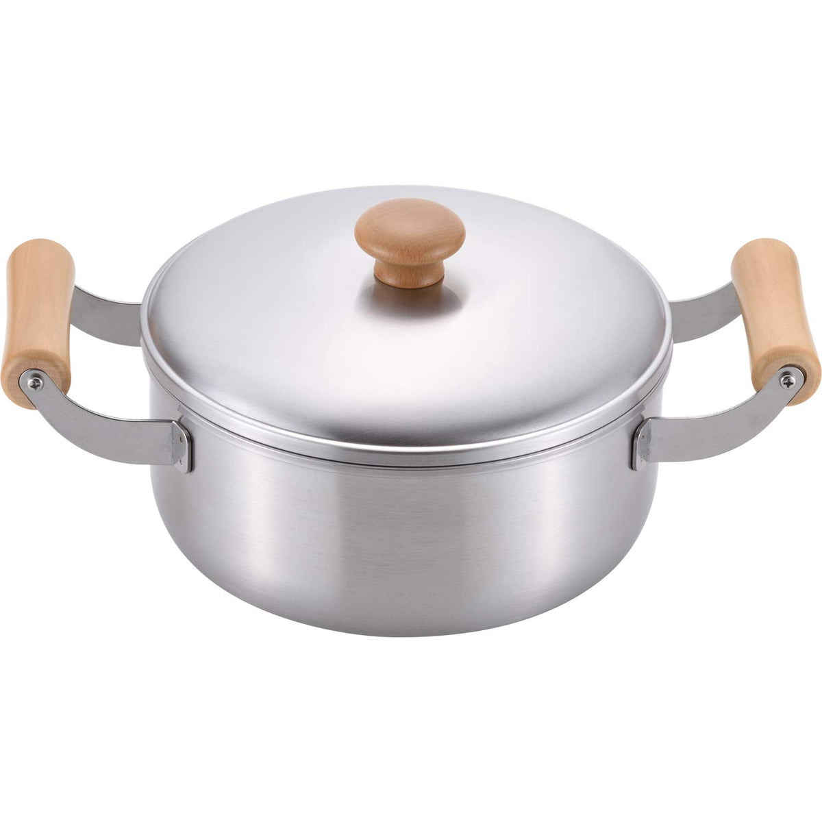 Wahei Freiz CS-002 Two-Handled Pot, Made in Japan, 7.9 inches (20 cm), Induction Compatible, Stainless Steel, Wooden Handle