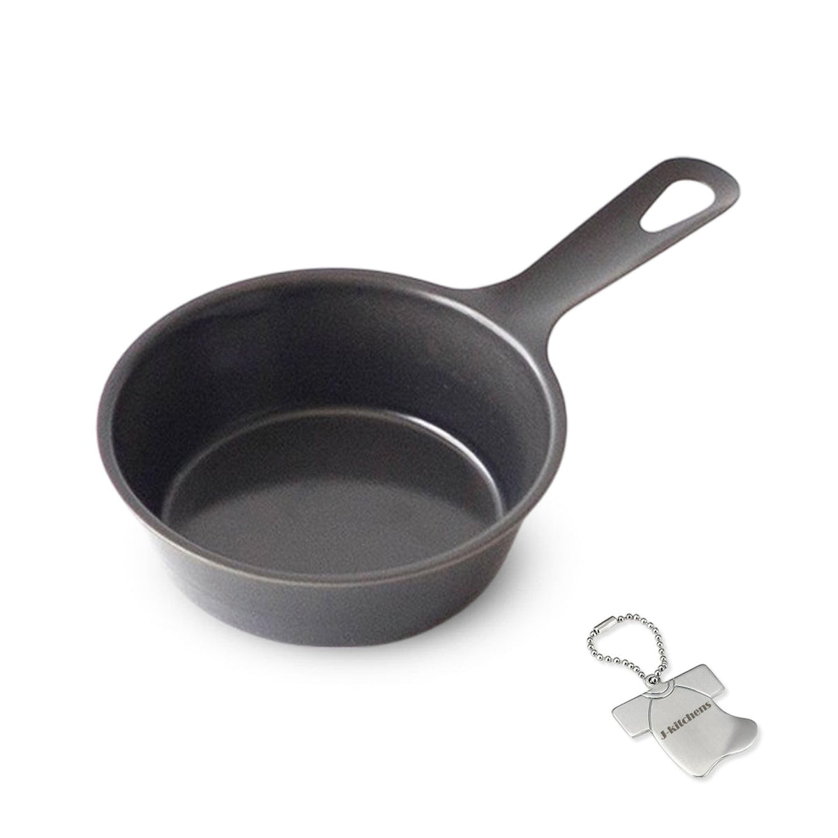 J-kitchens Skillet, Iron, Grill, Oven Compatible, 6.1 x 3.7 x 1.5 inches (15.5 x 9.5 x 3.7 cm), Made in Japan, Original Kankiri-kun T Included