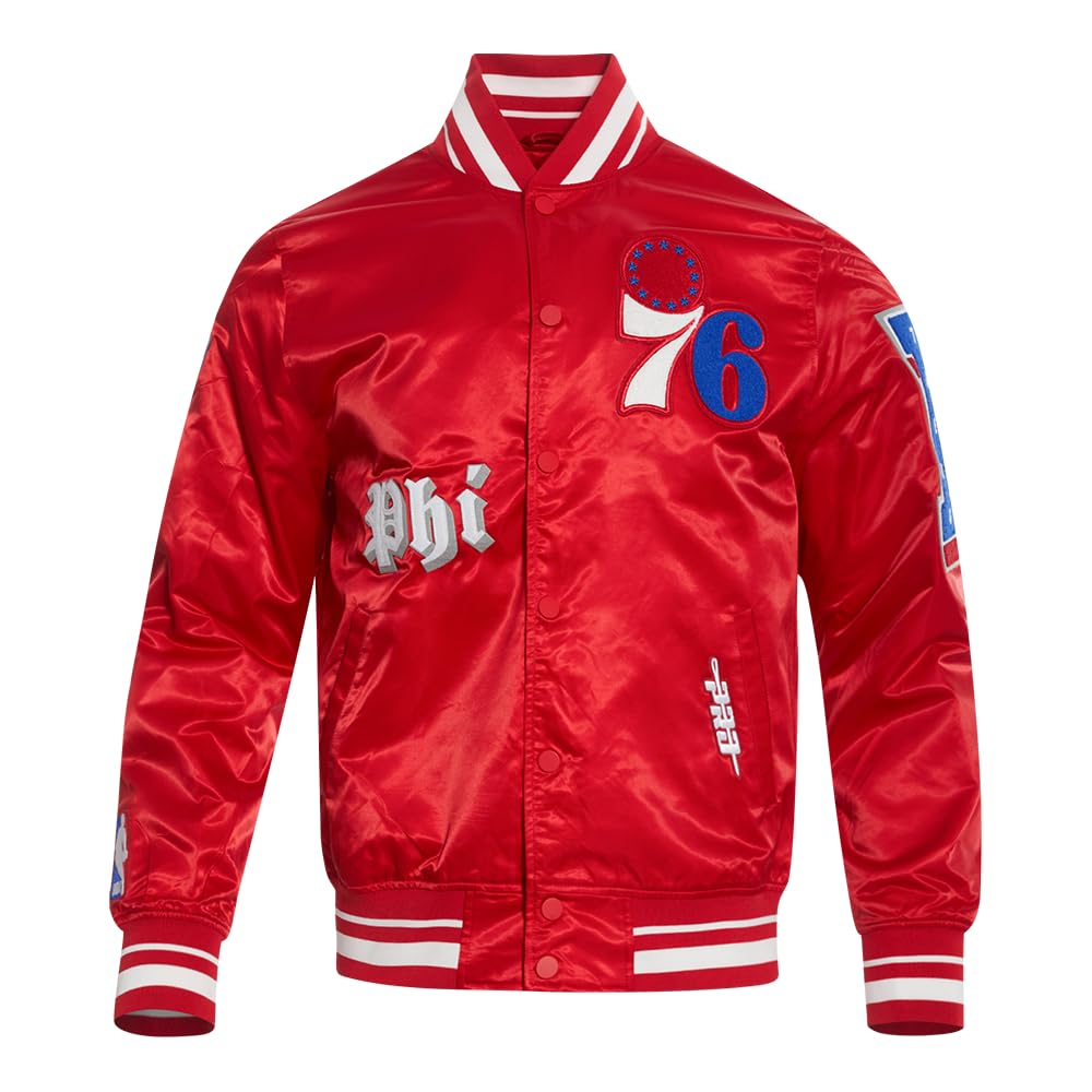 Pro Standard Mens NBA Philadelphia 76Ers Old English Satin Jacket