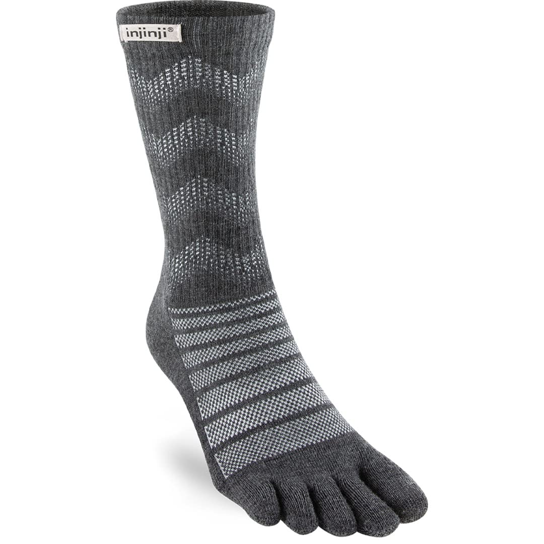 Injinji Outdoor Midweight Crew Merino Wool Socks (Slate, Medium)