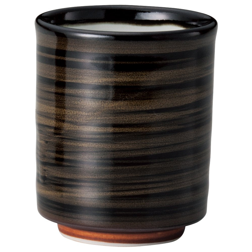 Yamashita Craft Teacup, Porcelain φ3.1 x 3.8 inches (8 x 9.7 cm), 9.5 fl oz (270 cc), Black Iron Sand Kirit